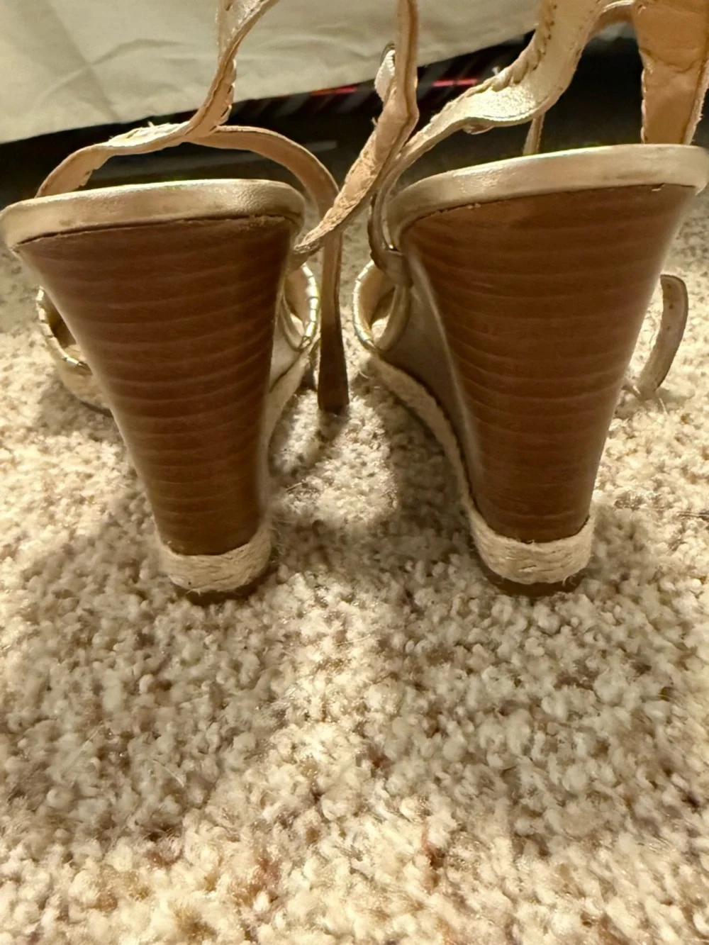 Gold Jack Roger’s Wedge Sandals with Decorative Medallion size 9